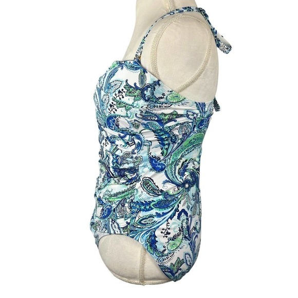 Lauren Ralph Lauren Fiesta PaisleyTwist Bandeau One Piece Swimsuit 16 - Picture 7 of 16